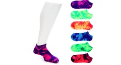 GIRLS TIE DYE NO SHOW SOCKS 6 PAIRS>SOF SOLE New