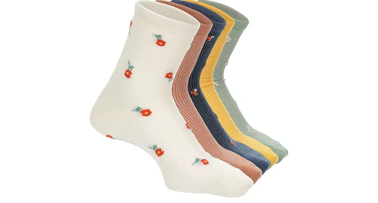 WOMENS WAFFLE KNIT QUARTER SOCKS 5 PAIRS>XAPPEAL Online